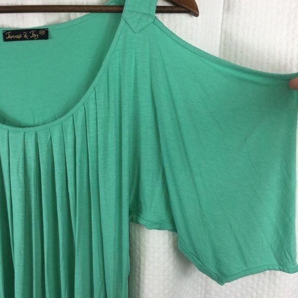 James & Joy Cold Shoulder Tunic/Dress Medium Mint Green - Picture 2 of 6
